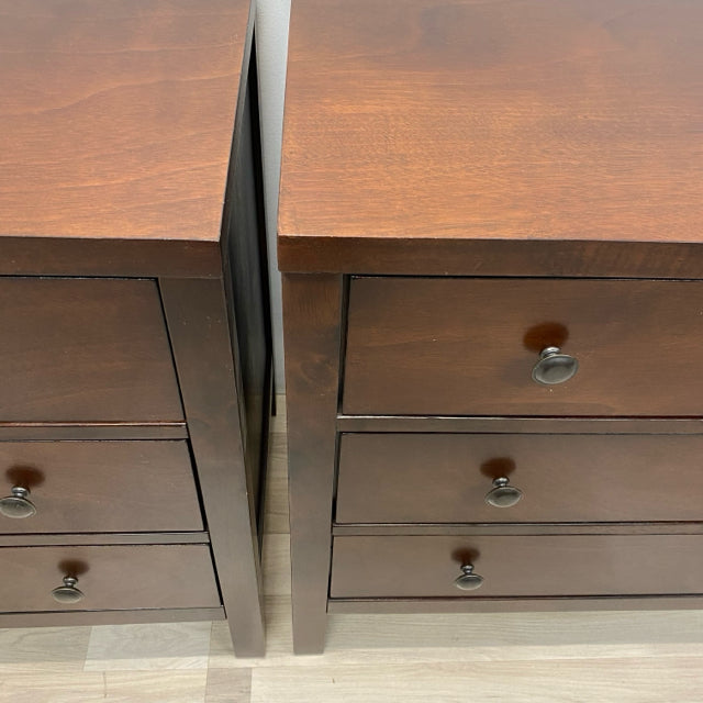 Brown Wood 3 Drawer Nightstand