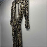 Trina Turk Size 6-S Women's Black-Beige Pattern Wrap Dress
