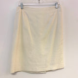 Alberto Makali Size 6 Off White Solid Pencil-Knee Skirt