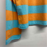 Kule Size L Women's Blue-Orange Stripe Polo Long Sleeve Top