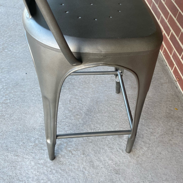 Restoration Hardware Industrial Gray Metal Stool