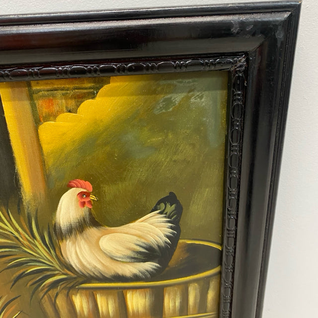 Black-Multi Painting - Chickens