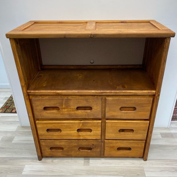 Brown Wood Cabinet with 6 Drawers