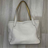 Coach Beige Leather Embossed Trademark Tote Handbag