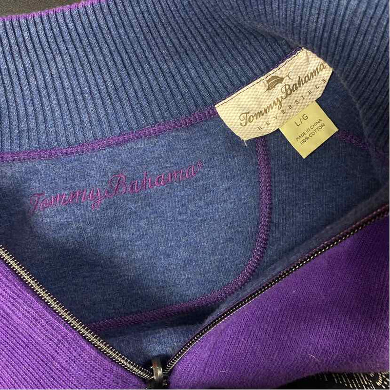 Tommy Bahama Size L Purple Knit Cotton Tweed Men's Men's Sweater