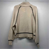 Z Supply Size M Women's Beige Stripe Zip Mock Neck Sweater