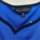 Ming Wang Size 2x Women's Blue Solid V Neck Sleeveless Top