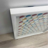 Framed geometric 3D Wall art piece - colorful hexagonal cube motifs