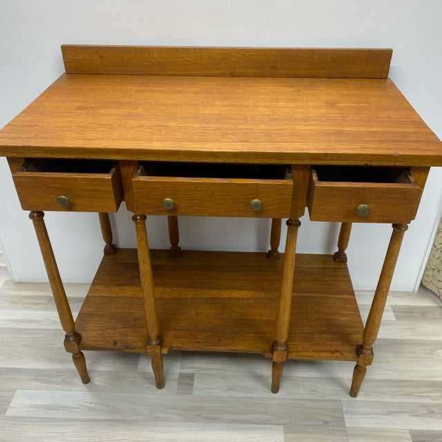 Brown Wood 3 Drawer Console - Sofa Table