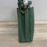 Green Faux Leather Pebbled Shoulder Handbag