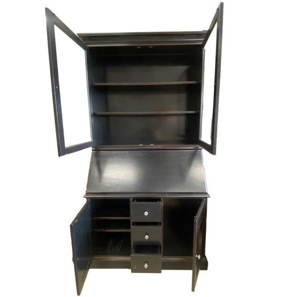 Black Wood Desk with Hutch