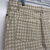 J.McLaughlin Size M-10 Women's Tan-White Houndstooth Skirt