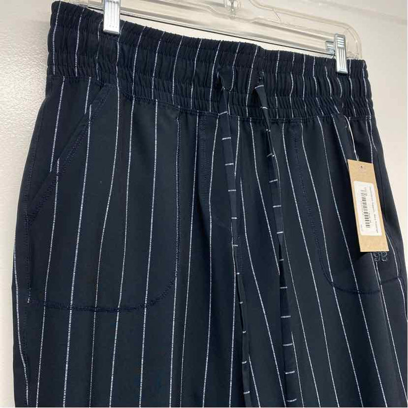 Albion Size M- (6-8) Women's Navy-White Pinstripe Jogger Pants