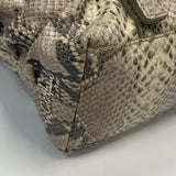 Cole Haan Tan-Grey Leather Animal Print Shoulder Handbag