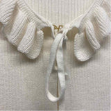 Lyrebird-Anthropologie Size M Women's Offwhite Solid Front Tie Sweater