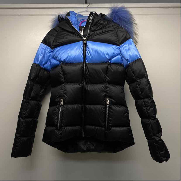 Skea Women's Size 4-S Black-BLue Color Block Zip Up Coat