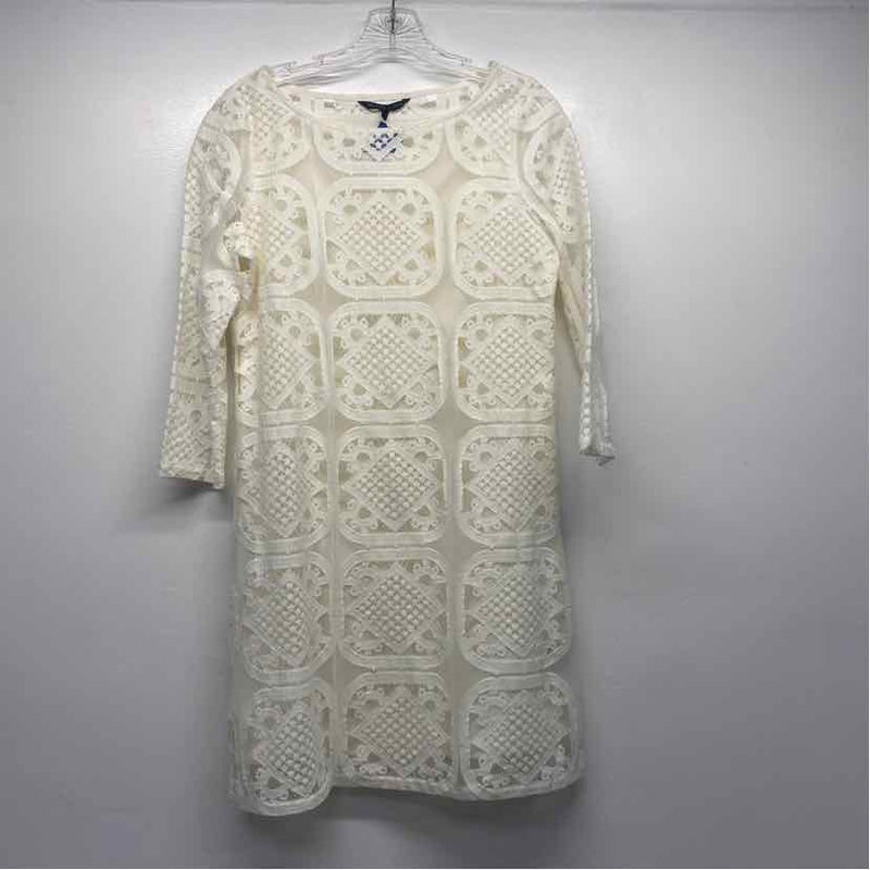 Felicity & Coco Size S Women's Offwhite Solid Long Sleeve Dress