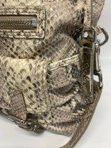 Cole Haan Tan-Grey Leather Animal Print Shoulder Handbag