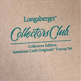 Longaberger Collectors Club Ivory Ceramic Teacup and Saucer - Set of 2
