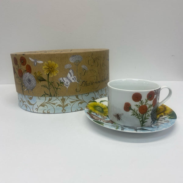 Rosanna White-Multicolor Ceramic Cup and Saucer