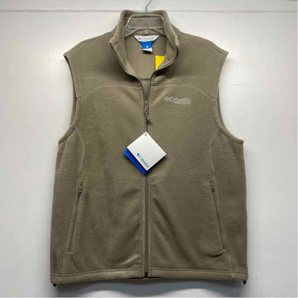 Columbia Size L Tan Fleece Polyester Solid Men's Vest