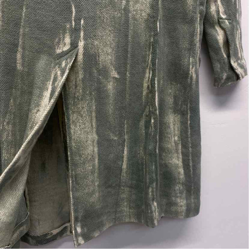 Avant Toi Women's Size S Green-Beige Pattern Button Up Coat