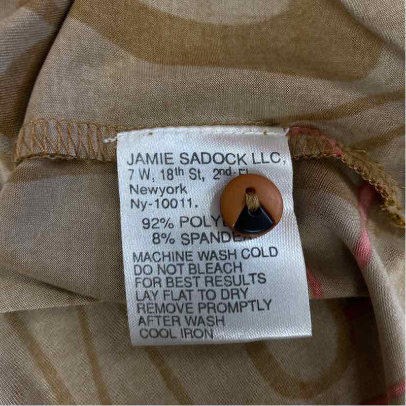 Jamie Sadock Size S Women's Brown-Red Pattern Mock Neck Sleeveless Top