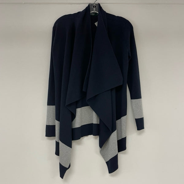 Lauren Ralph Lauren Size S Women's Navy-Gray Color Block Cardigan Sweater