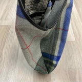 Jack Gomme Gray-Multi Fabric Plaid Tote Handbag