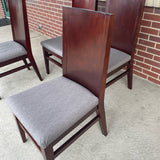 Set of 4  Brown-Gray Solid Wood Solid Chair