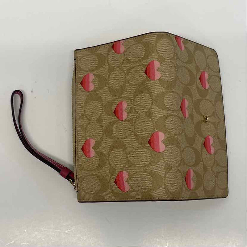 Coach Tan-Pink Signature Leather Bifold Wallet