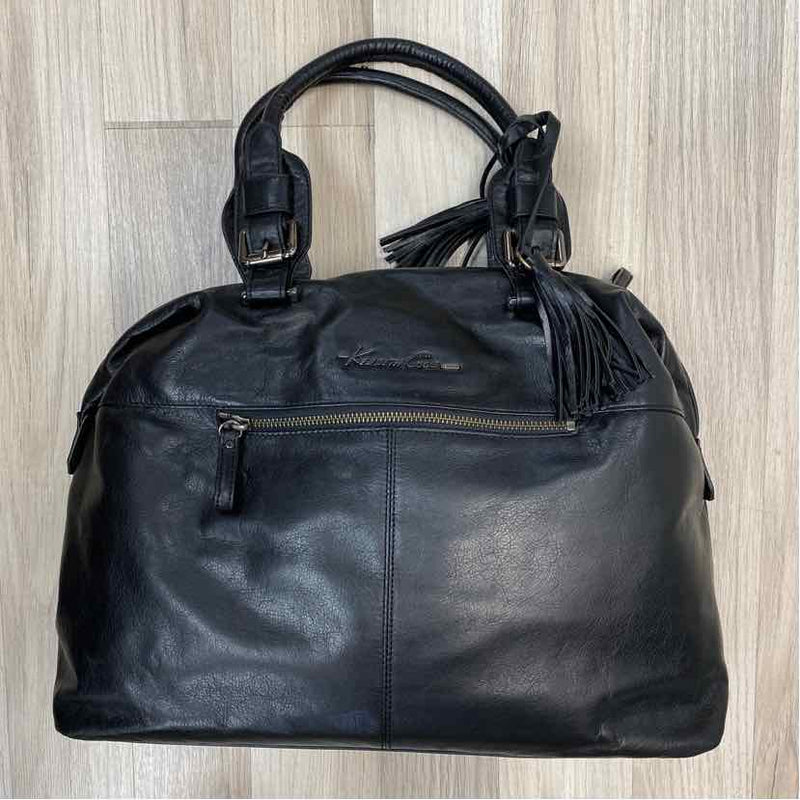 Kenneth Cole Black Leather Solid Satchel Handbag