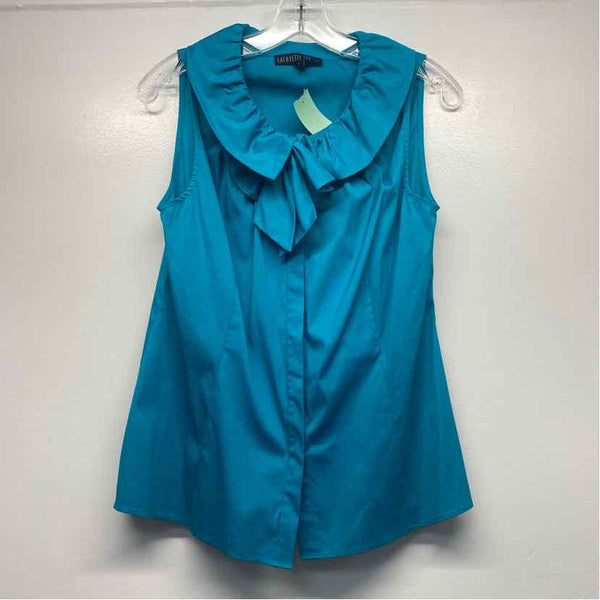 Lafayette 148 Size S Women's Teal Solid Button Up Sleeveless Top