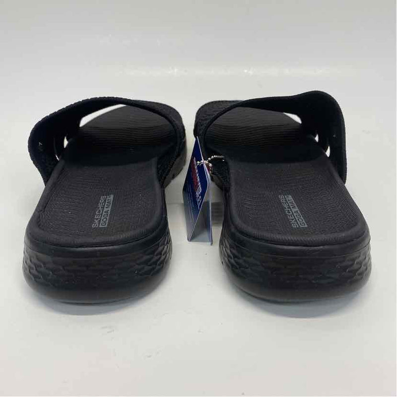 Skechers Goga Mat Size 7 Women's Black Cut Out Slip On Sandals