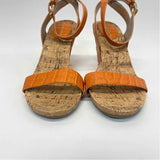 Bandolino Size 8 Women's Orange Animal Print Wedge Sandals