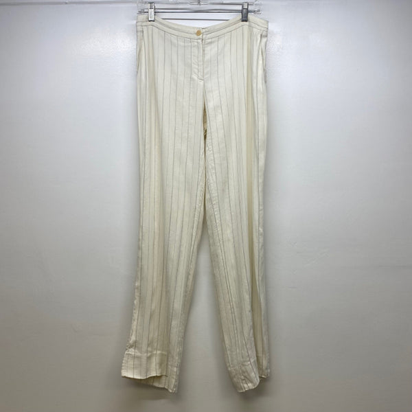 Emporio Armani Women's Size 10 Cream Striped Trouser Pants