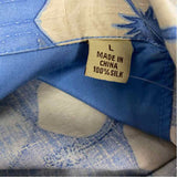 Tommy Bahama Size L Blue-White Silk Floral Men's Men's Short Sleeve Shirt