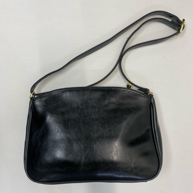 Clubhouse Black Leather Solid Crossbody Handbag