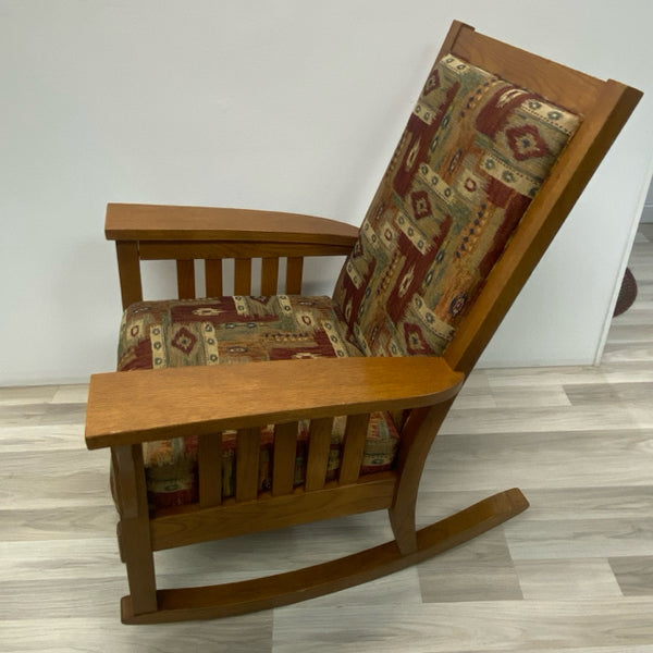 Mission Style Brown Wood Rocking Chair