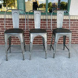 Restoration Hardware Industrial Gray Metal Stool