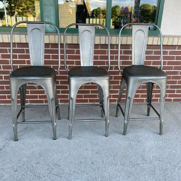 Restoration Hardware Industrial Gray Metal Stool