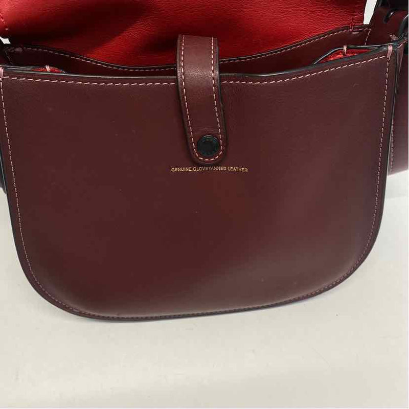 Coach Burgundy Solid Leather Crossbody Handbag