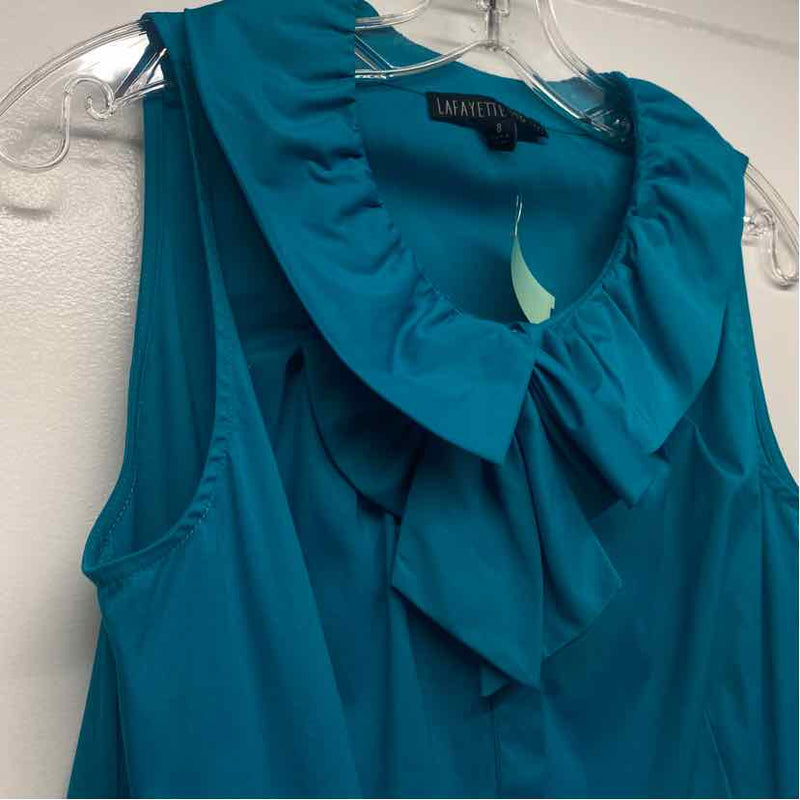 Lafayette 148 Size S Women's Teal Solid Button Up Sleeveless Top
