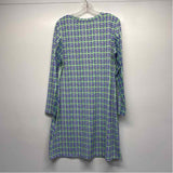 IBKUL Size L Women's Blue-Multi Pattern Long Sleeve Shift Dress