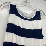 Soft Surroundings Size L Women's Navy-White Stripe Maxi Dress