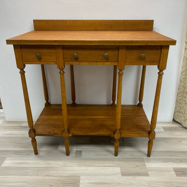 Brown Wood 3 Drawer Console - Sofa Table