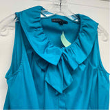 Lafayette 148 Size S Women's Teal Solid Button Up Sleeveless Top