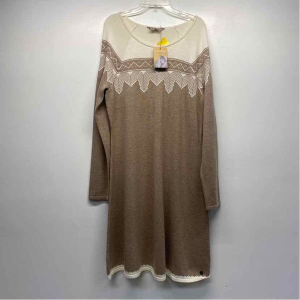 Royal Robbins Size Xl Women's Tan-White Pattern Sweater Dress