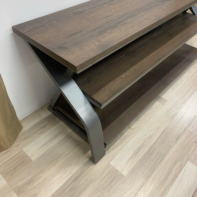 Gray-Brown Wood-Metal TV Stand