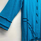 Ali Miles Size XL-L Women's Aqua Solid Button Up Shirt